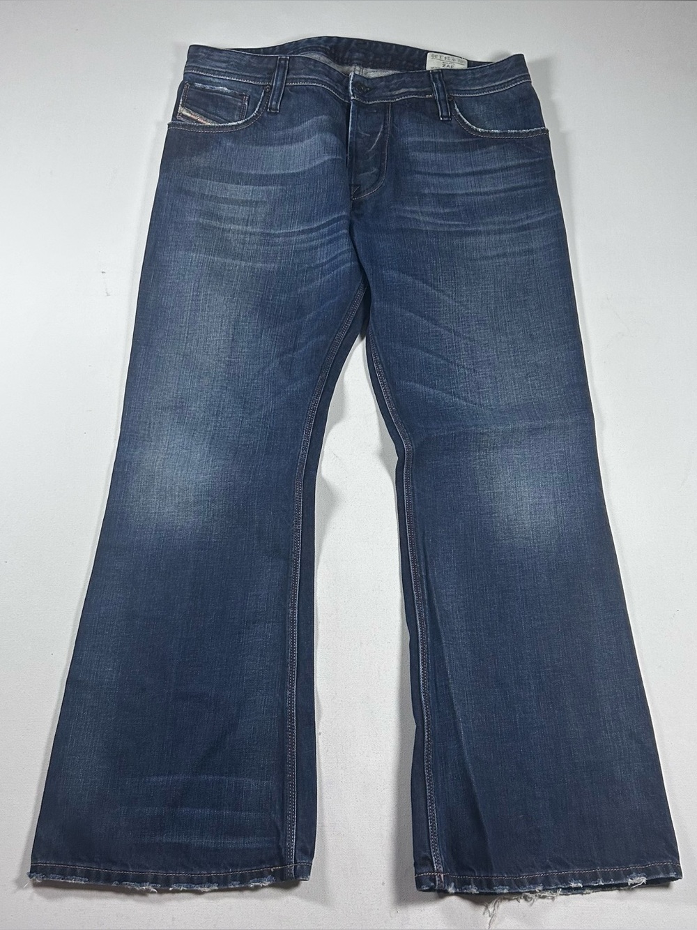 DIESEL ZAF 0081W BOOTCUT Dark Blue FLARE BUTTON JEANS Pants DENIM 34x30 Whiskers